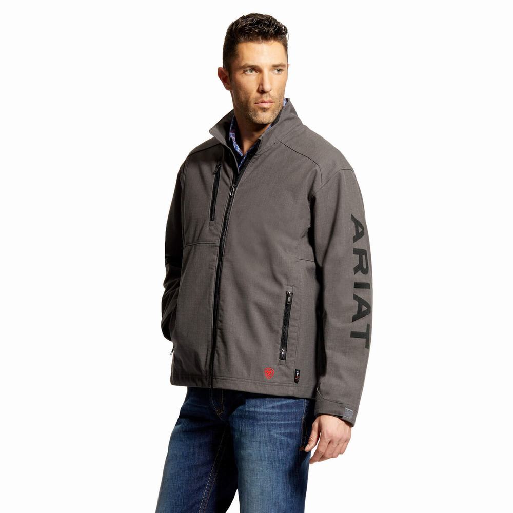 Grey Ariat FR Team Logo Men\'s Jackets | XUVM64537