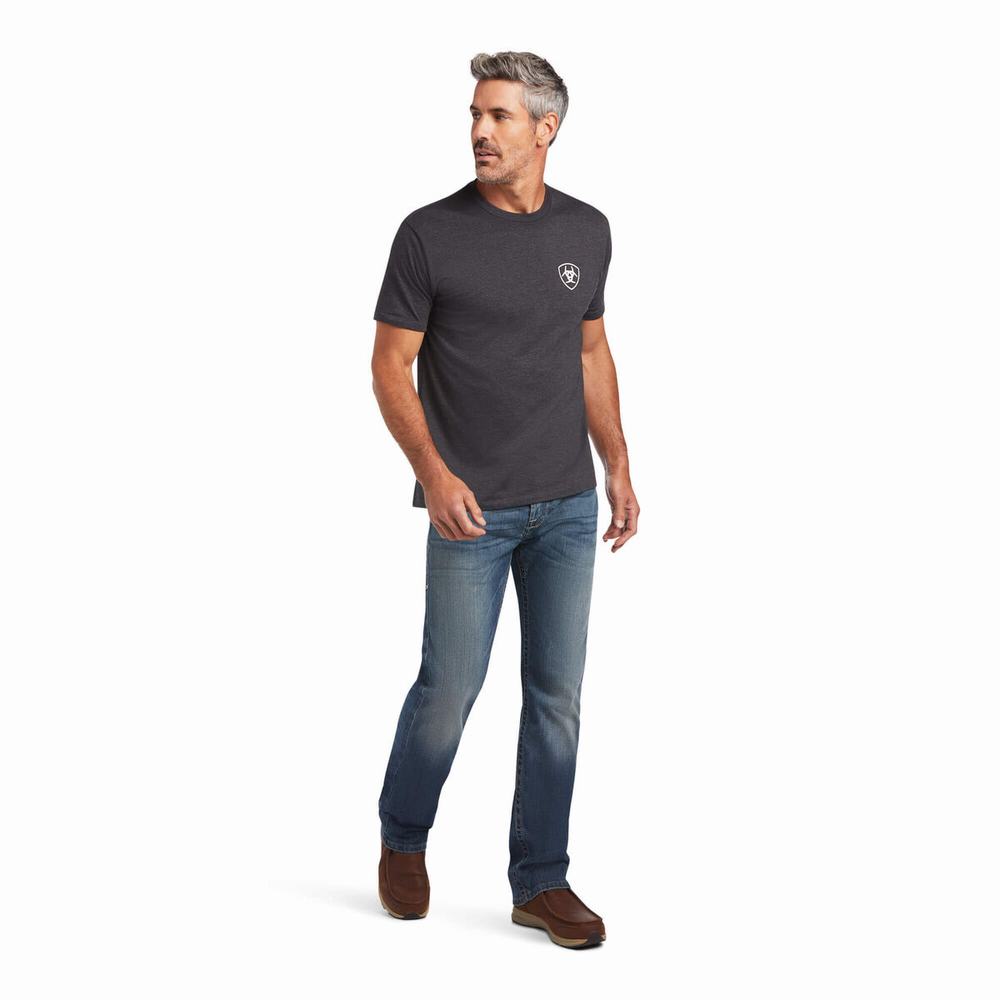 Grey Ariat Farm Men's Polo Shirts | FYHV41560