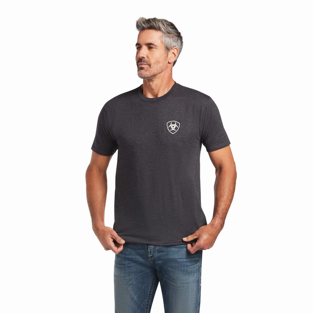 Grey Ariat Farm Men\'s Polo Shirts | FYHV41560