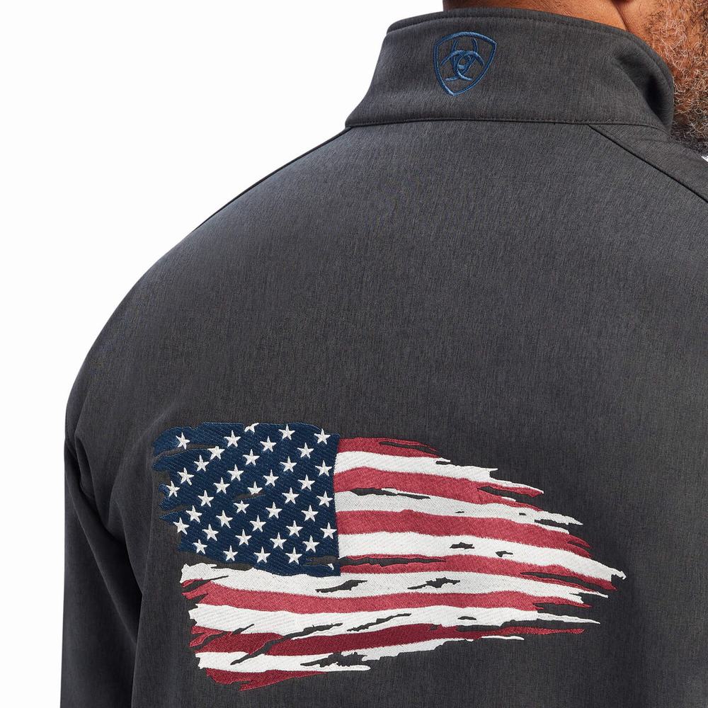 Grey Ariat Logo 2.0 Patriot Softshell Water Resistant Men's Jackets | KGAU25416