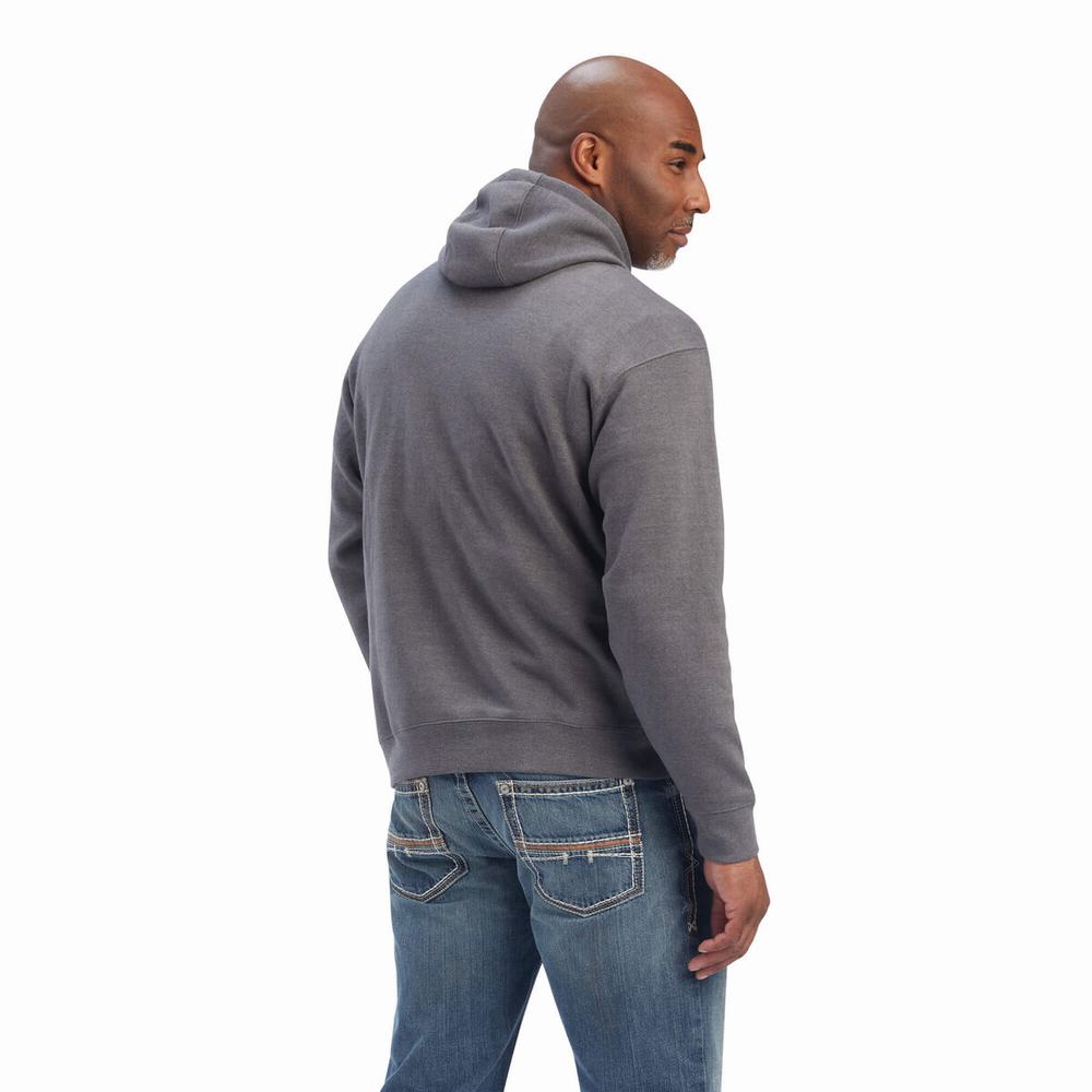 Grey Ariat Pastures Men's Hoodies | QUSV30496