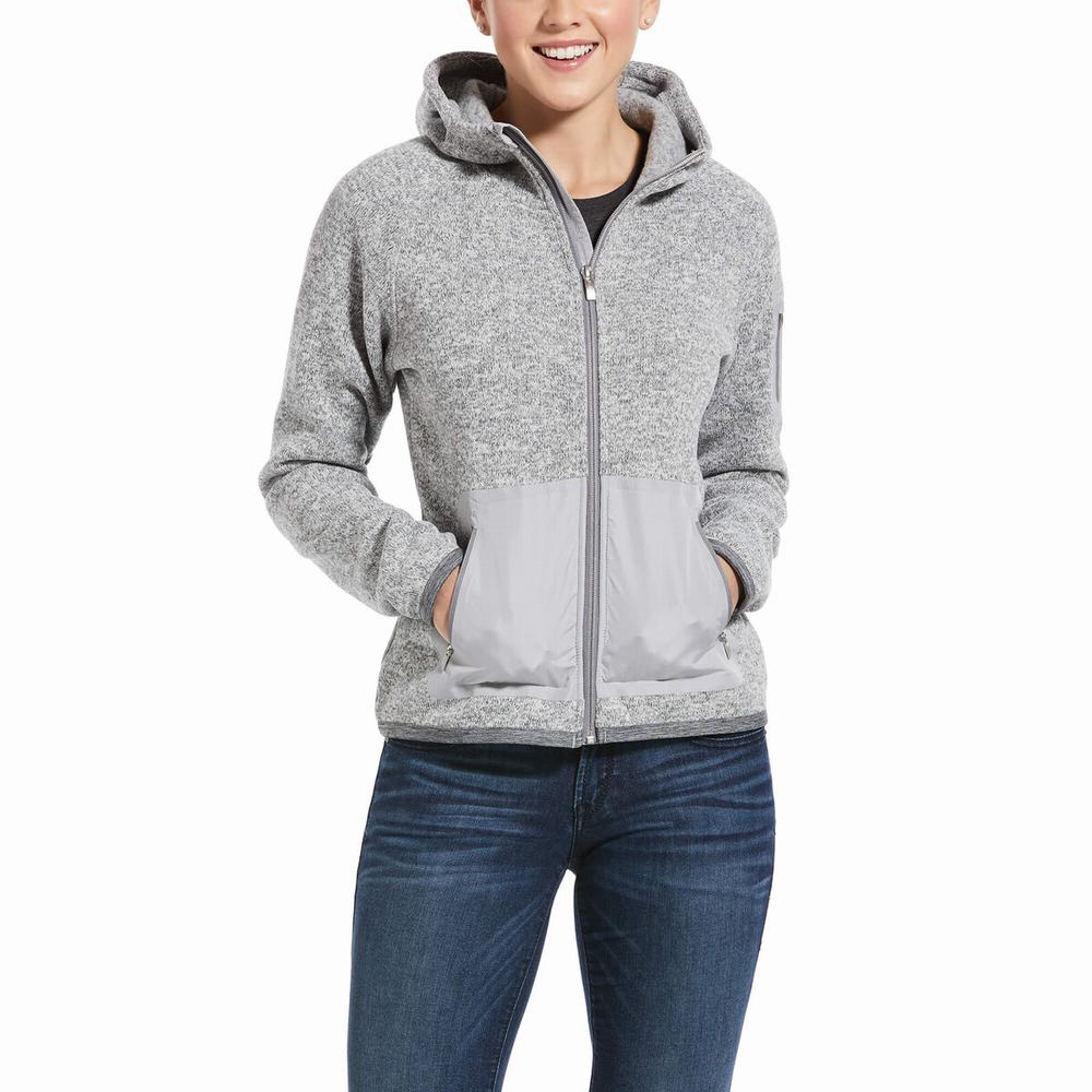 Grey Ariat Polartec Flou Full Zip Women\'s Hoodies | GUZR54726