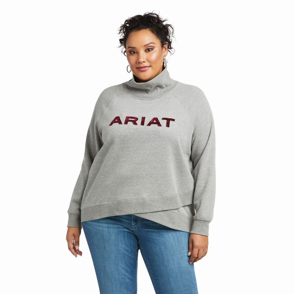 Grey Ariat REAL Crossover Women's Hoodies | SNOF35487