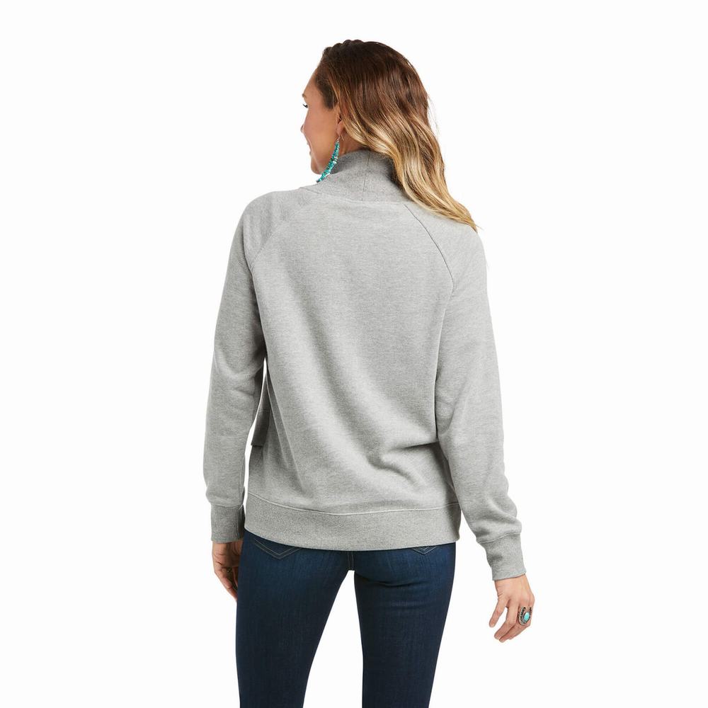 Grey Ariat REAL Crossover Women's Hoodies | SNOF35487