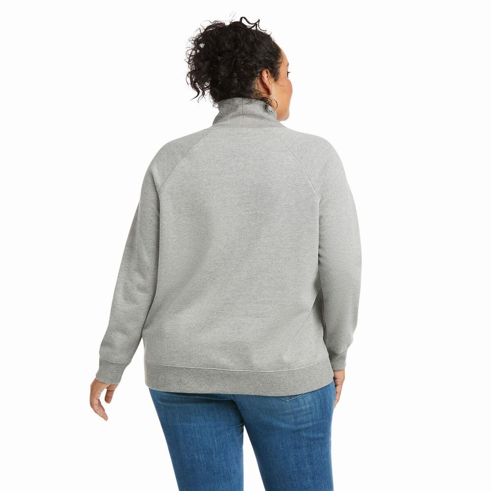 Grey Ariat REAL Crossover Women's Hoodies | SNOF35487