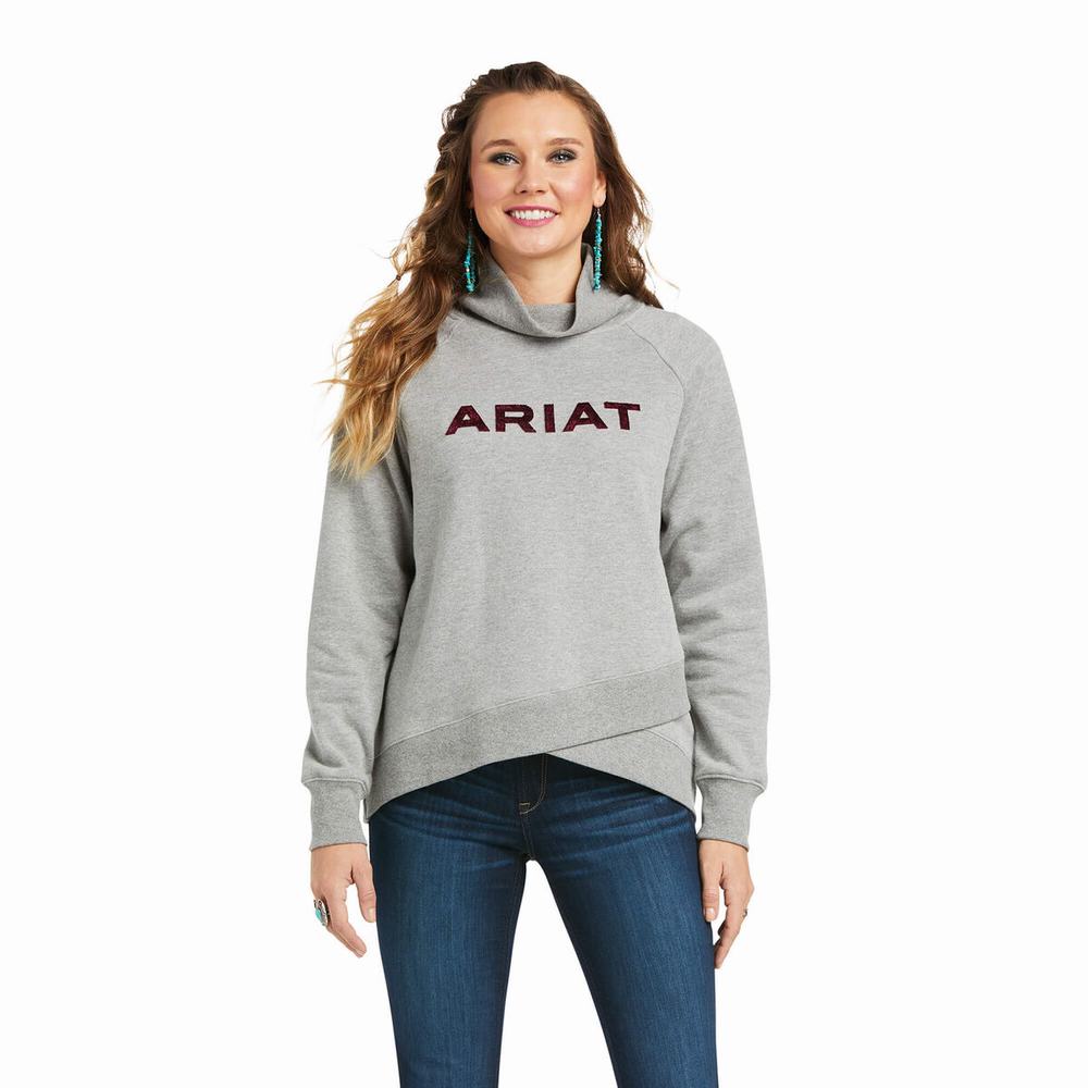 Grey Ariat REAL Crossover Women\'s Hoodies | SNOF35487