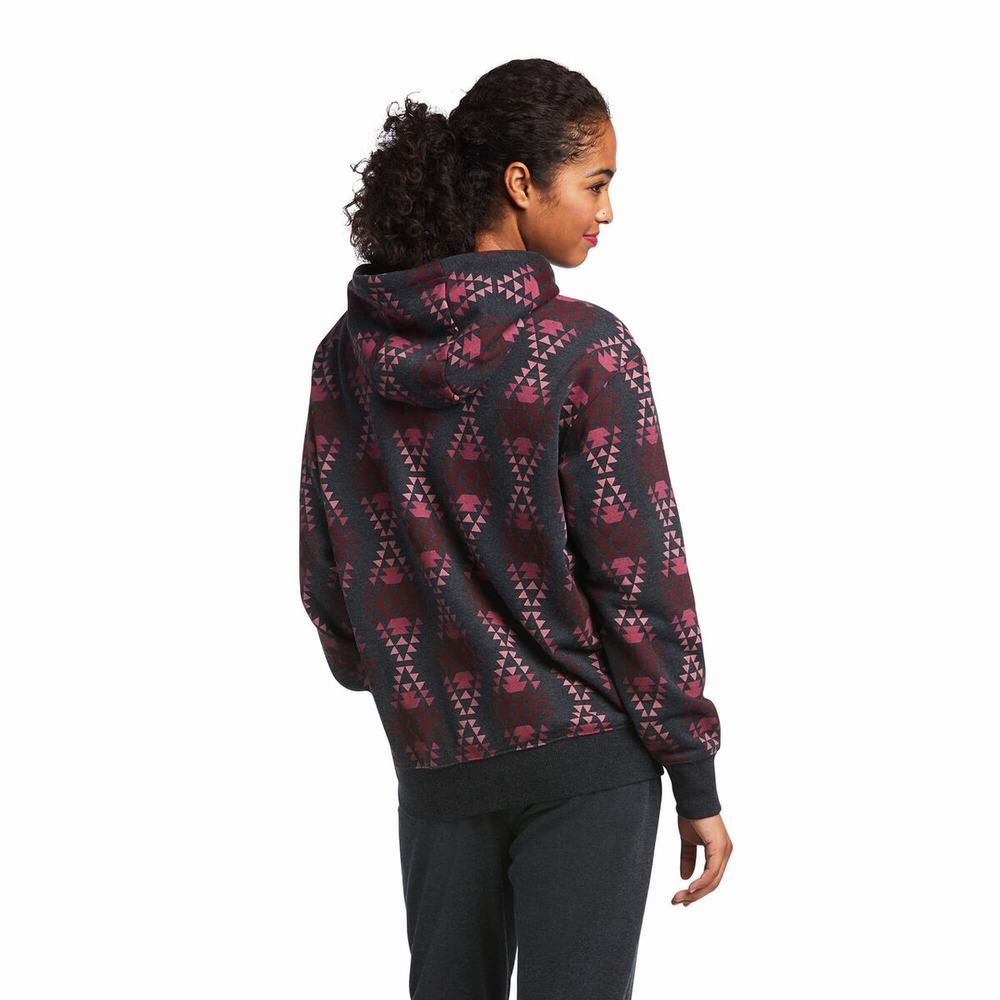 Grey Ariat REAL Diamondback Printed Women's Hoodies | TKBV85671