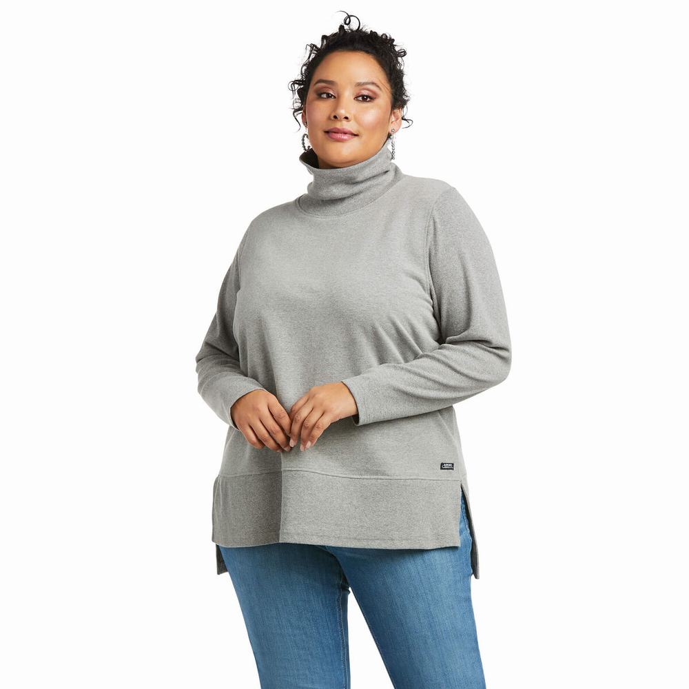 Grey Ariat REAL Funnel Women's Sweaters | LUSQ50824