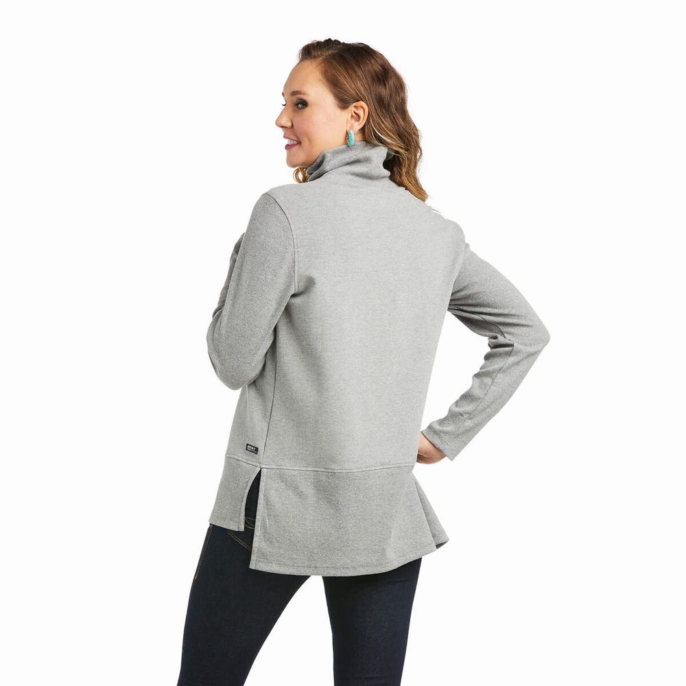 Grey Ariat REAL Funnel Women's Sweaters | LUSQ50824