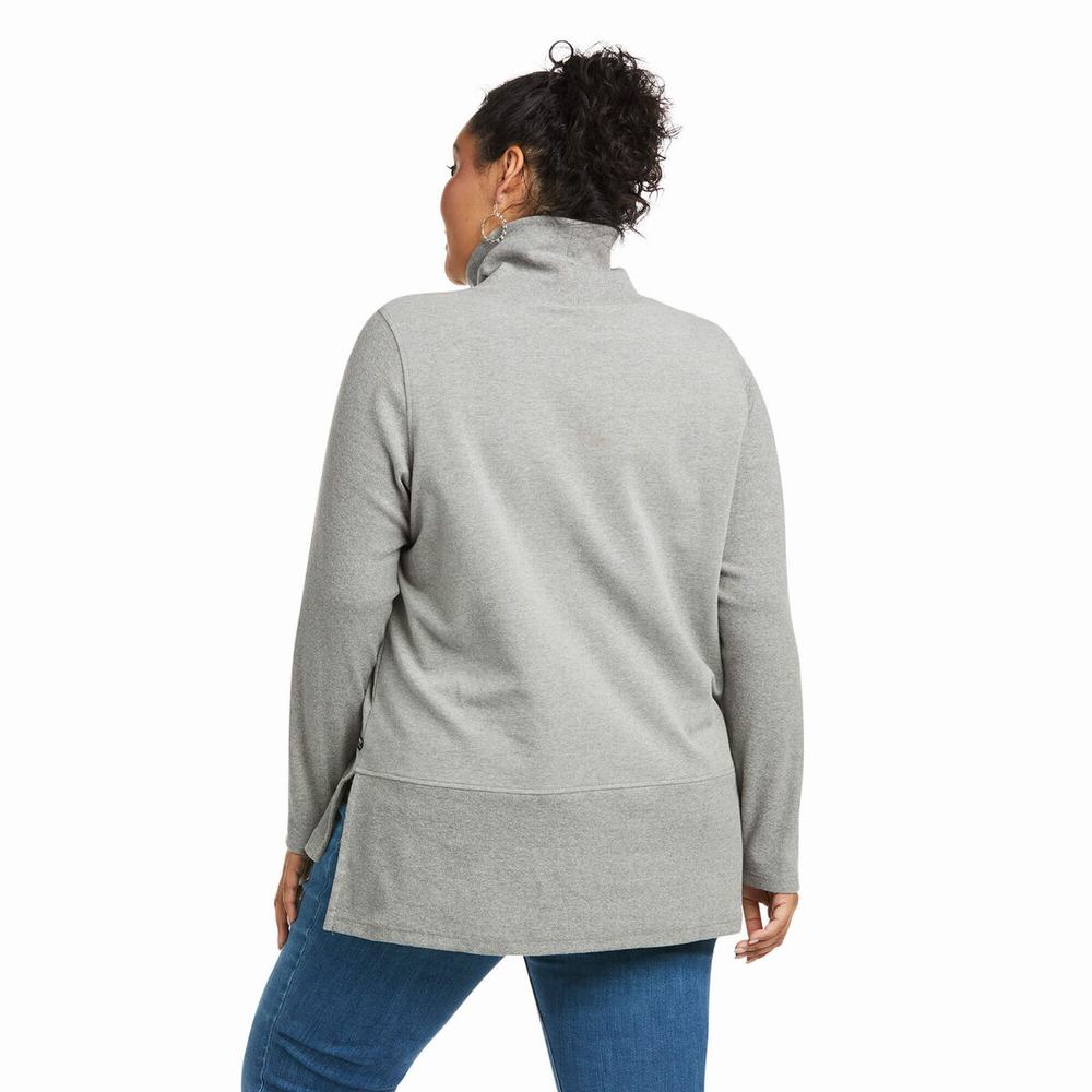 Grey Ariat REAL Funnel Women's Sweaters | LUSQ50824