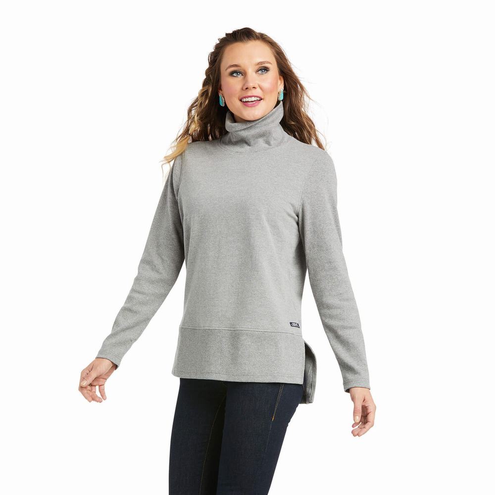 Grey Ariat REAL Funnel Women\'s Sweaters | LUSQ50824