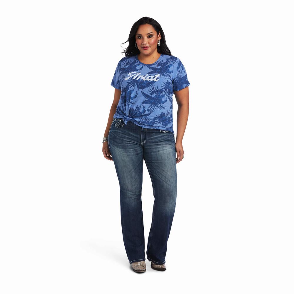 Grey Ariat REAL Island Women's Tops | GOVD51038