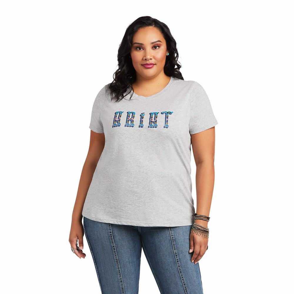 Grey Ariat REAL Kinship Women's Tops | RIGP38097