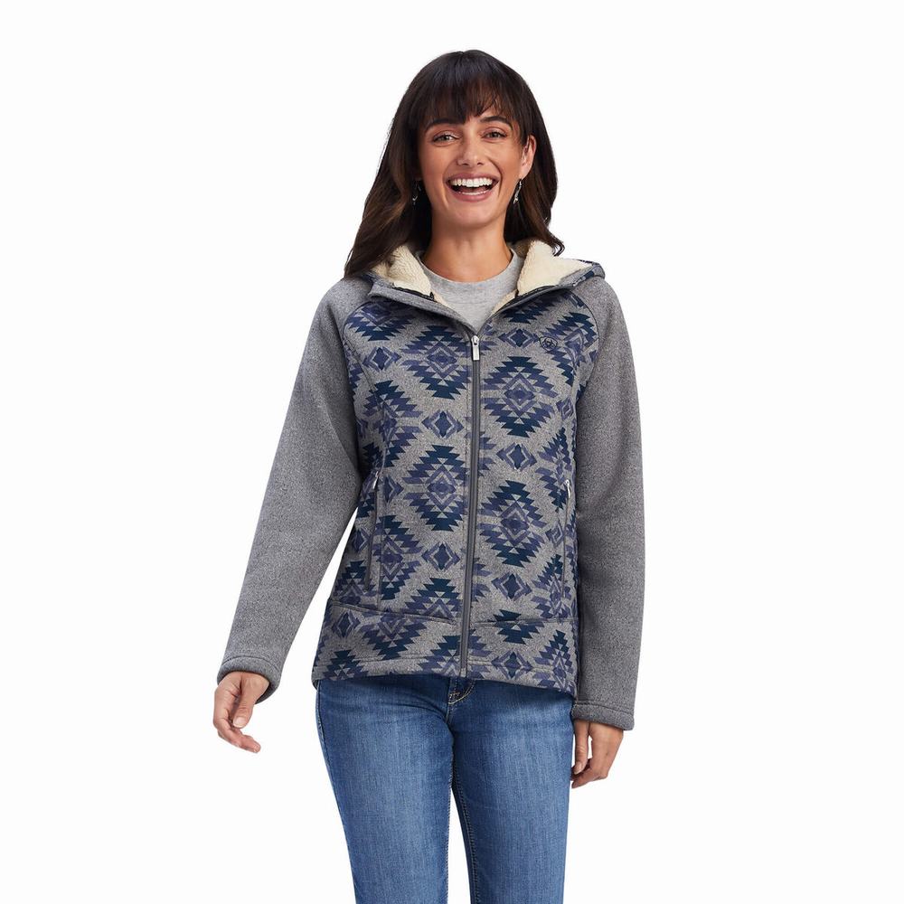 Grey Ariat REAL McCall Full Zip Women\'s Sweaters | BZOW13642