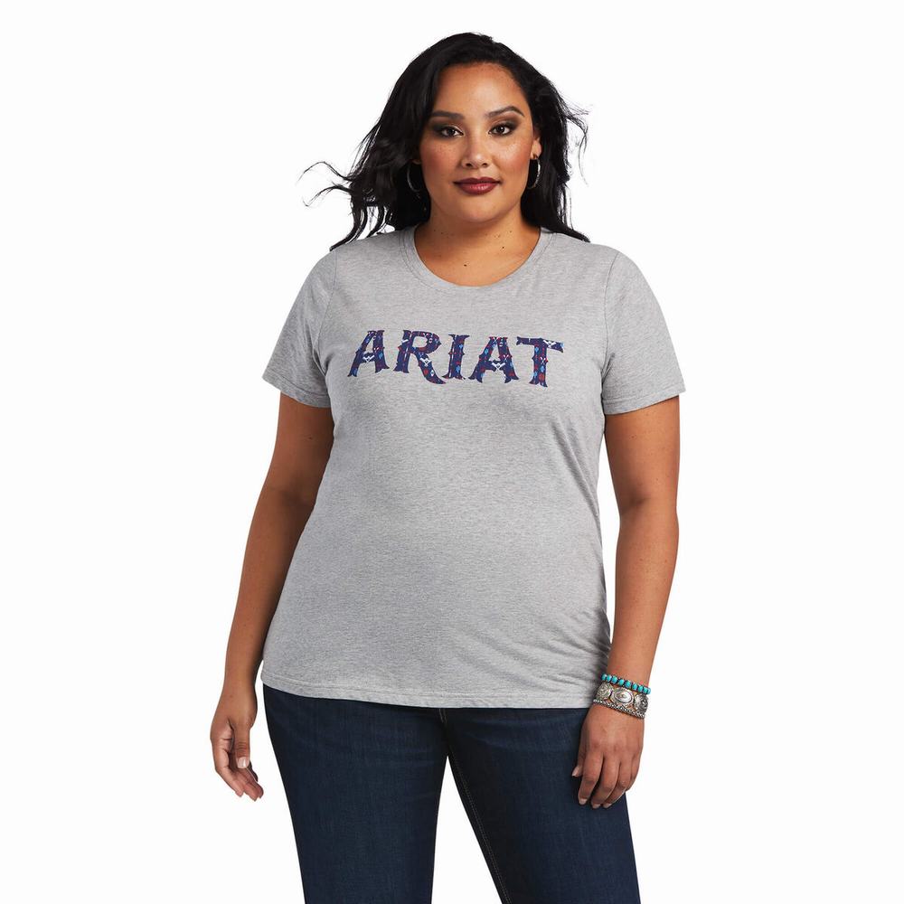 Grey Ariat REAL Tribal Lore Relaxed Women's Tops | PERC92504