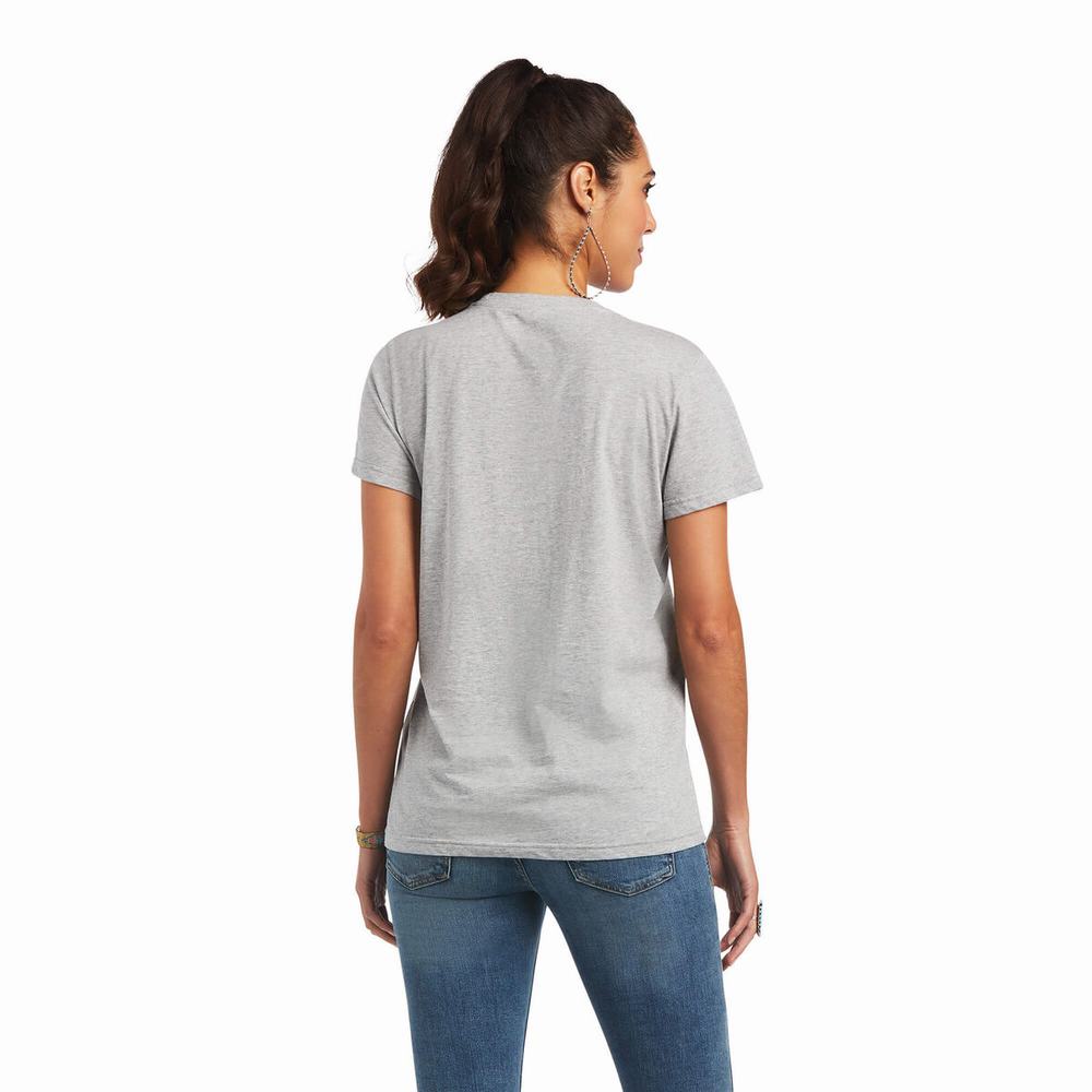 Grey Ariat REAL Tribal Lore Relaxed Women's Tops | PERC92504