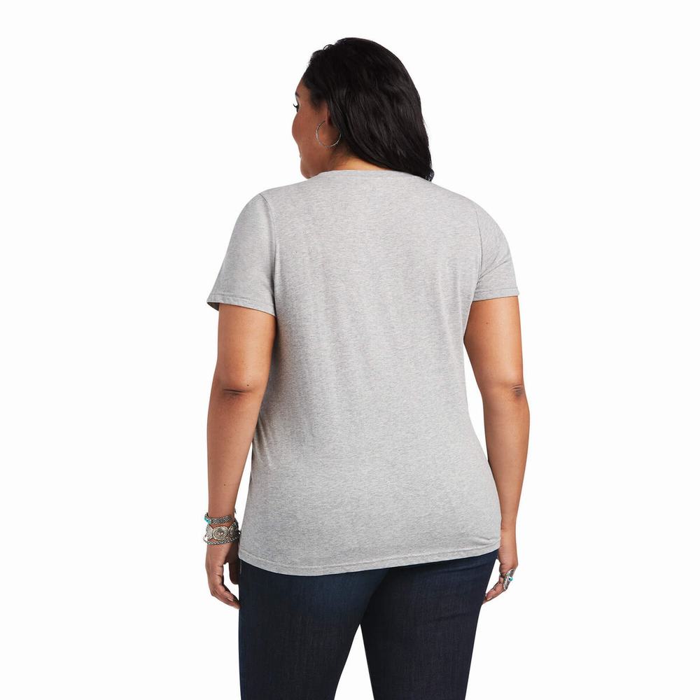 Grey Ariat REAL Tribal Lore Relaxed Women's Tops | PERC92504