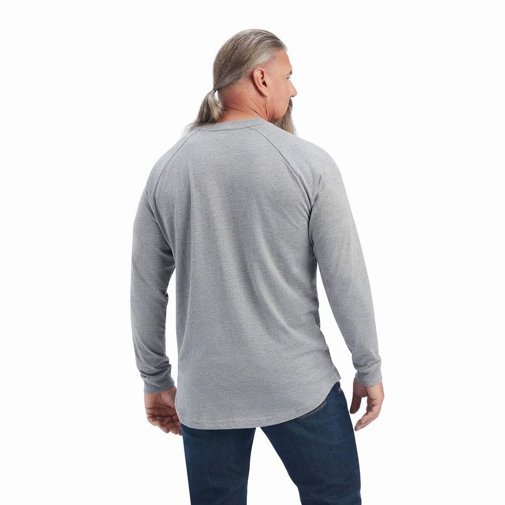 Grey Ariat Rebar Cotton Strong Men's T Shirts | ZDOW56392