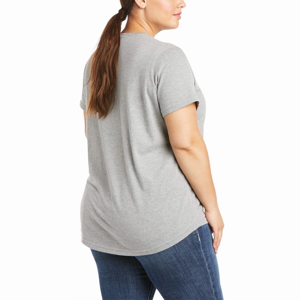 Grey Ariat Rebar Cotton Strong Women's Short Sleeve | PATK72569