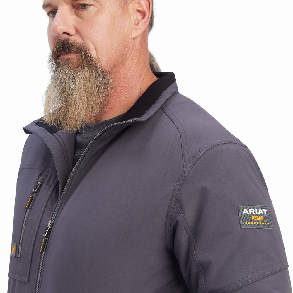 Grey Ariat Rebar Dri-Tek DuraStretch Insulated Men's Jackets | RLPM62538