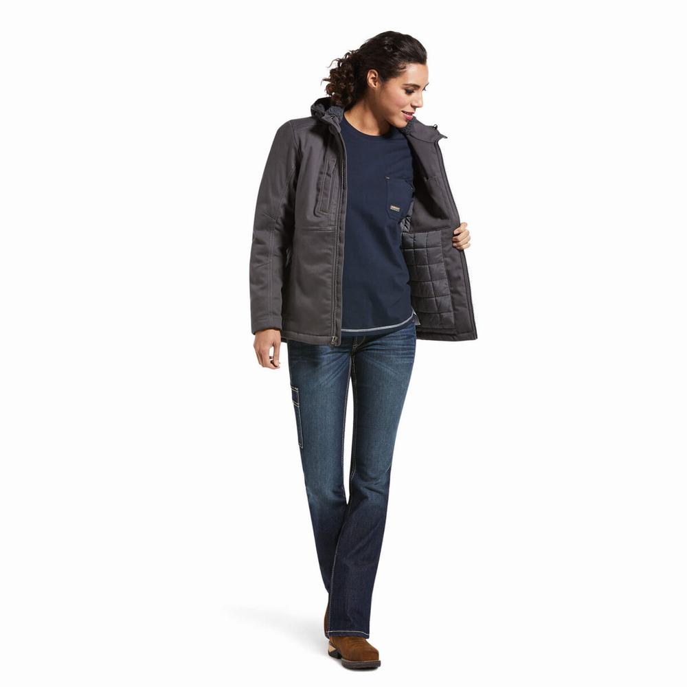 Grey Ariat Rebar DuraCanvas Insulated Women's Jackets | PWNO26380