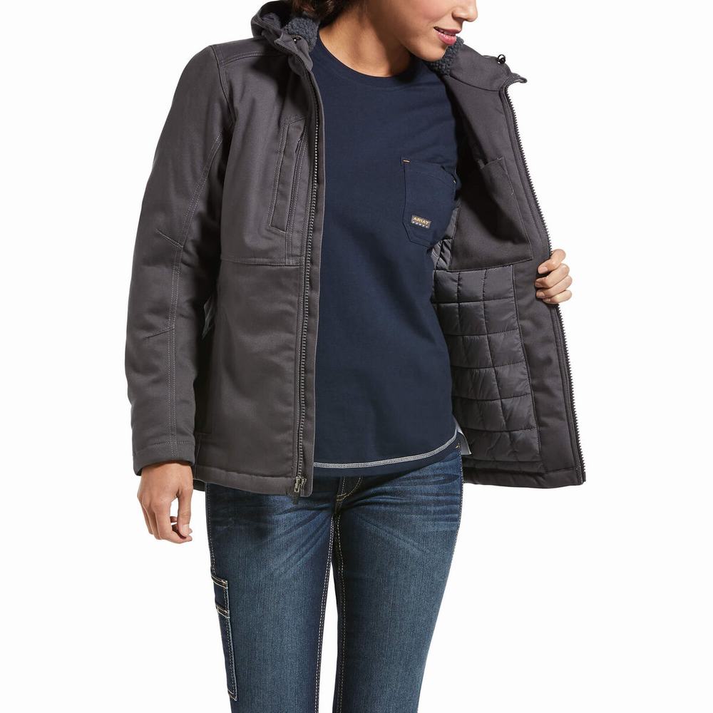 Grey Ariat Rebar DuraCanvas Insulated Women's Jackets | PWNO26380