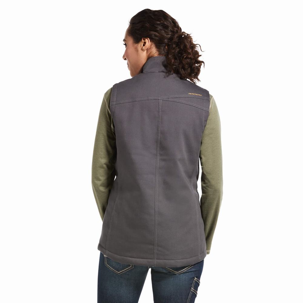 Grey Ariat Rebar DuraCanvas Insulated Women's Vests | VZDE93875