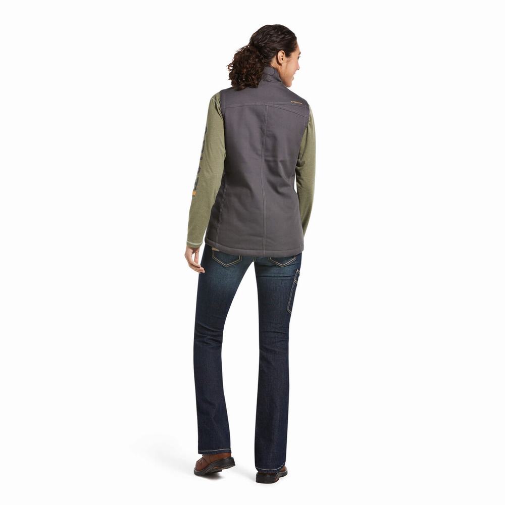 Grey Ariat Rebar DuraCanvas Insulated Women's Vests | VZDE93875