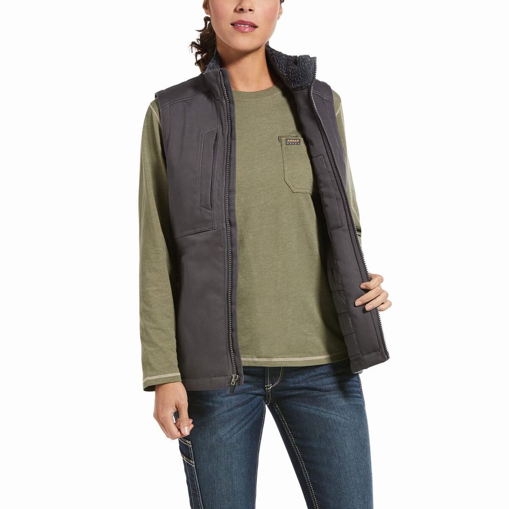 Grey Ariat Rebar DuraCanvas Insulated Women's Vests | VZDE93875