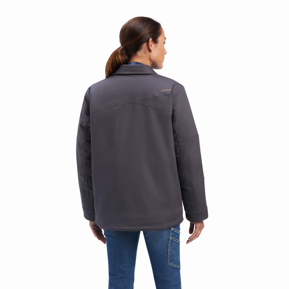 Grey Ariat Rebar DuraCanvas Sherpa-Lined Women's Coats | DRHQ79834