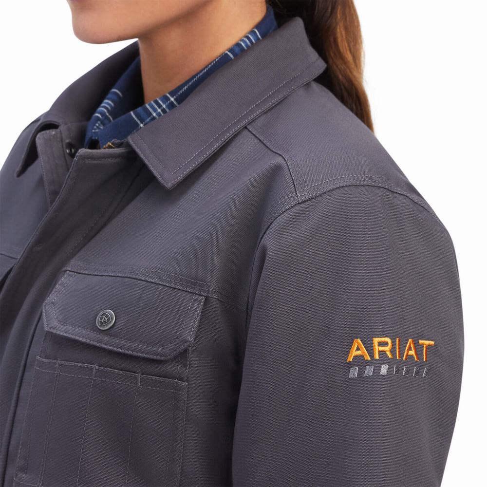 Grey Ariat Rebar DuraCanvas Sherpa-Lined Women's Coats | DRHQ79834