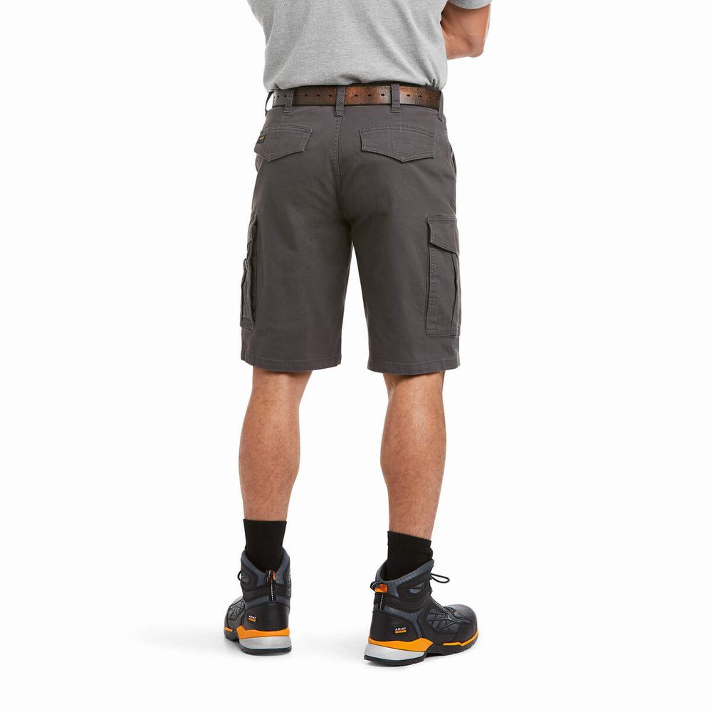 Grey Ariat Rebar DuraStretch Made Tough Cargo Men's Pants | EHRG27916