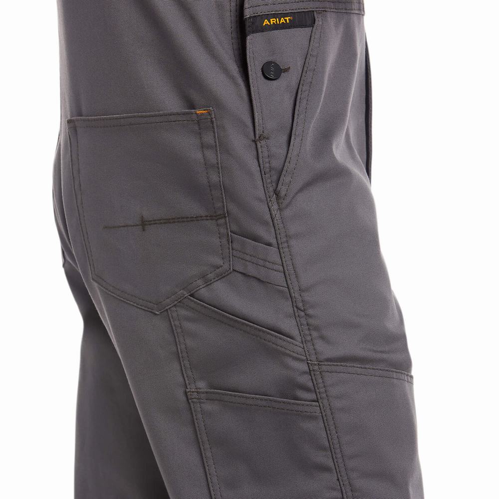 Grey Ariat Rebar Duracanvas Unlined Men's Pants | AWHD71942