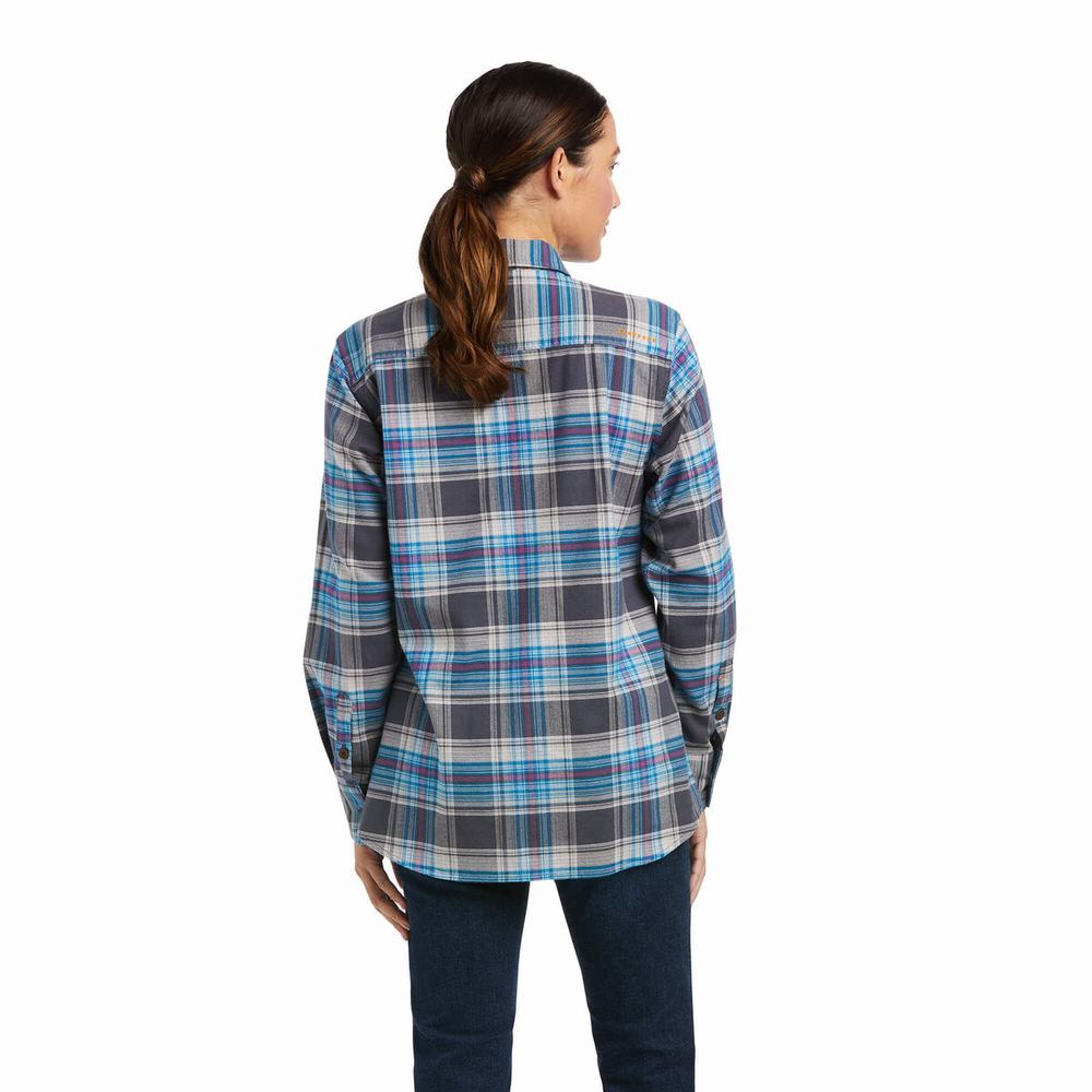 Grey Ariat Rebar Flannel DuraStretch Women's Shirts | JLQV40269