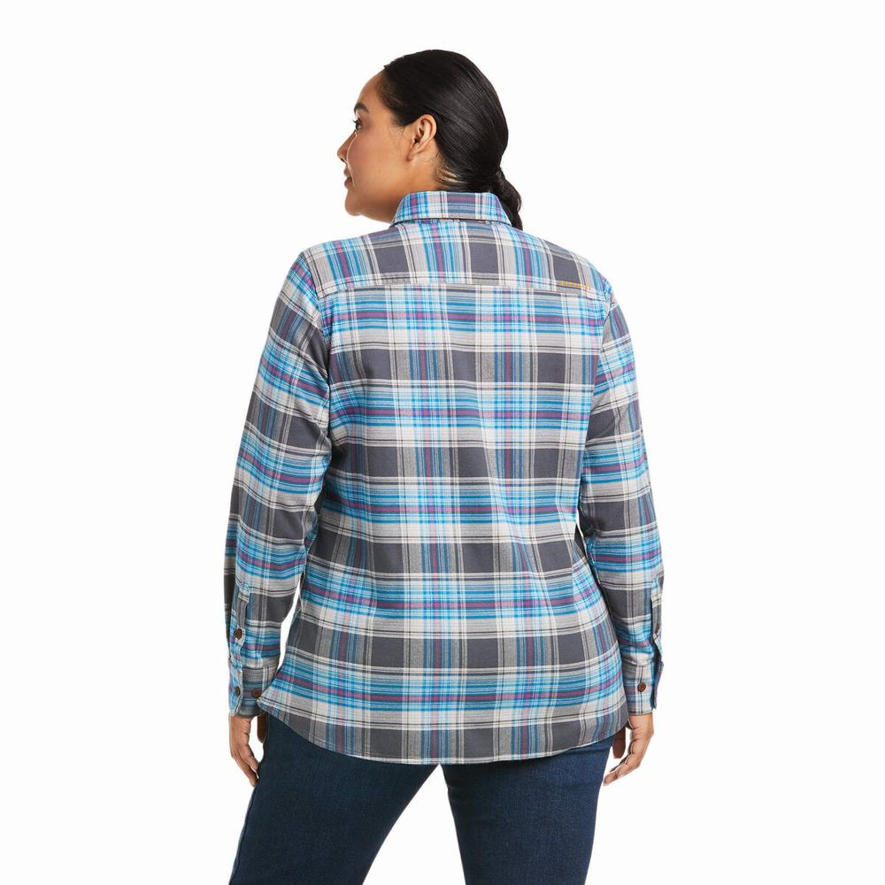 Grey Ariat Rebar Flannel DuraStretch Women's Shirts | JLQV40269