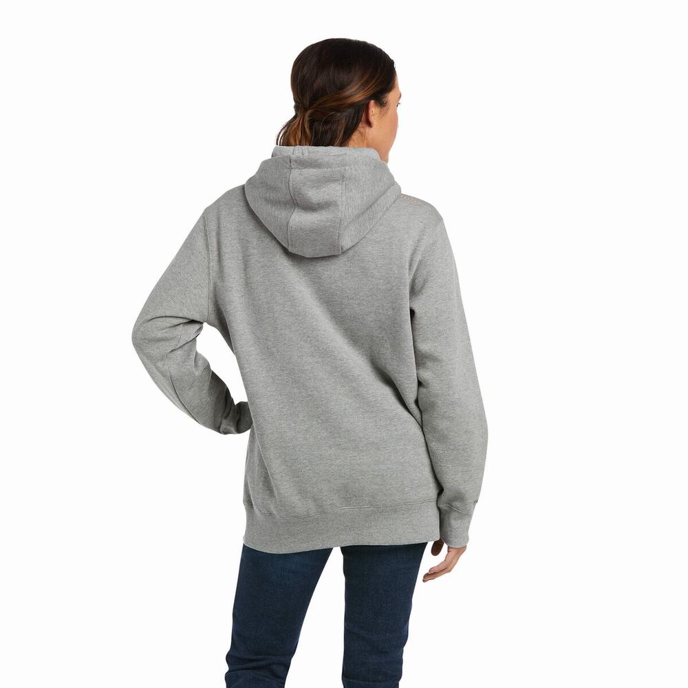 Grey Ariat Rebar Graphic Women's Hoodies | GJMR46308