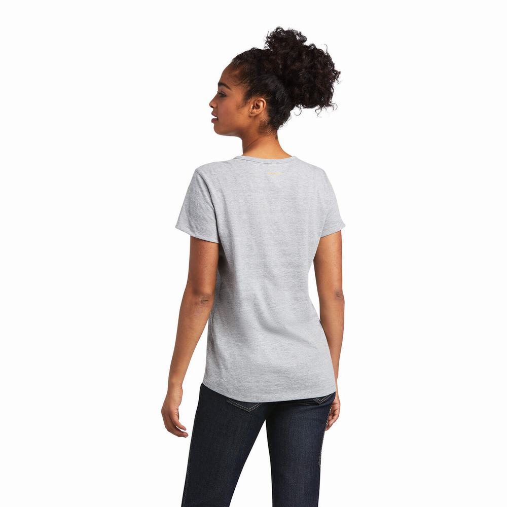 Grey Ariat Rebar Henley Women's Tops | FLAO79034