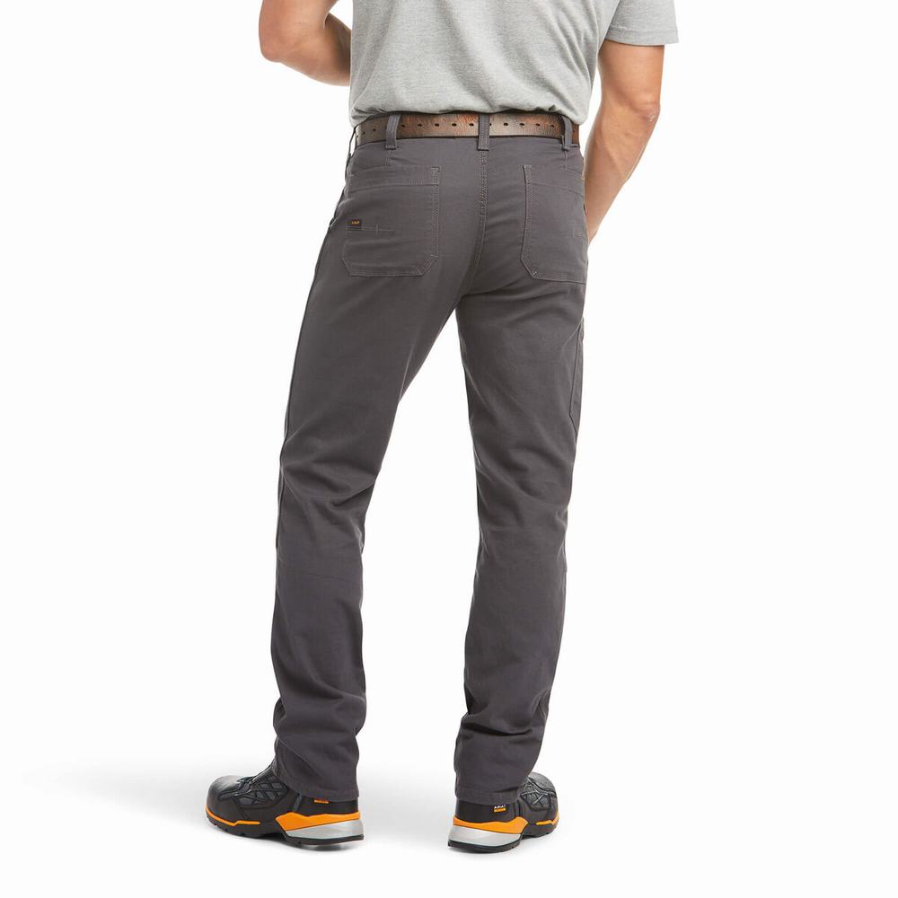 Grey Ariat Rebar M4 Low Rise DuraStretch Made Tough Double Front Men's Pants | DENS01243