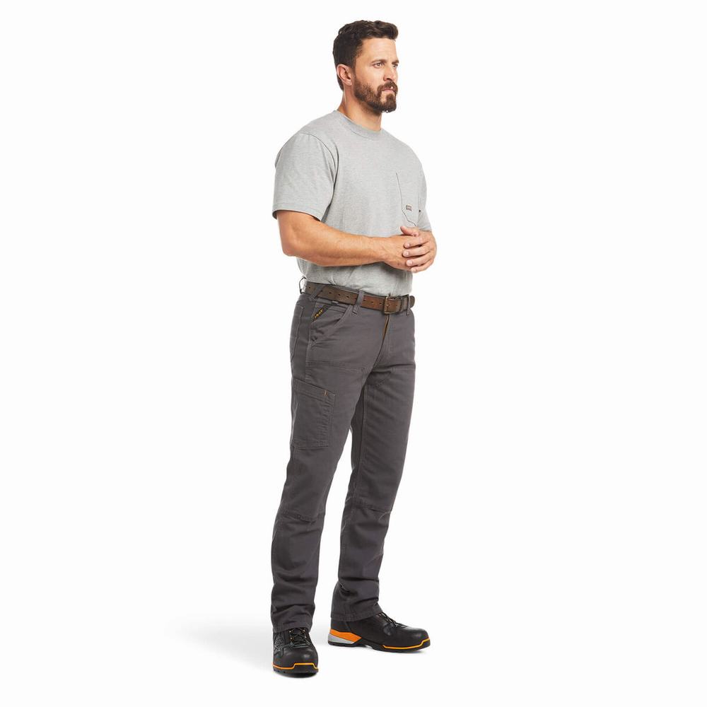 Grey Ariat Rebar M4 Low Rise DuraStretch Made Tough Double Front Men's Pants | DENS01243