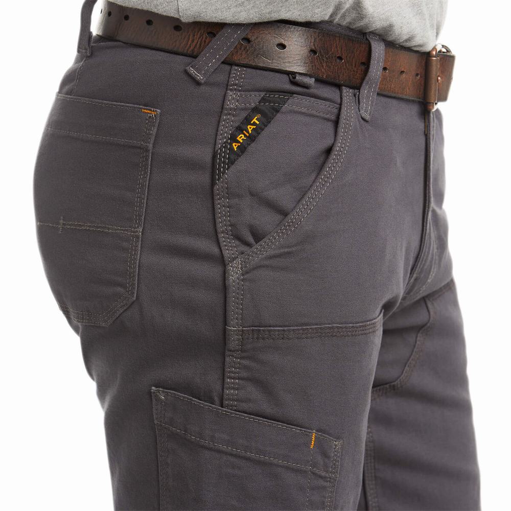 Grey Ariat Rebar M4 Low Rise DuraStretch Made Tough Double Front Men's Pants | DENS01243