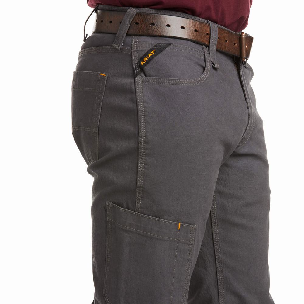 Grey Ariat Rebar M4 Low Rise DuraStretch Made Tough Men's Pants | JZNF08619