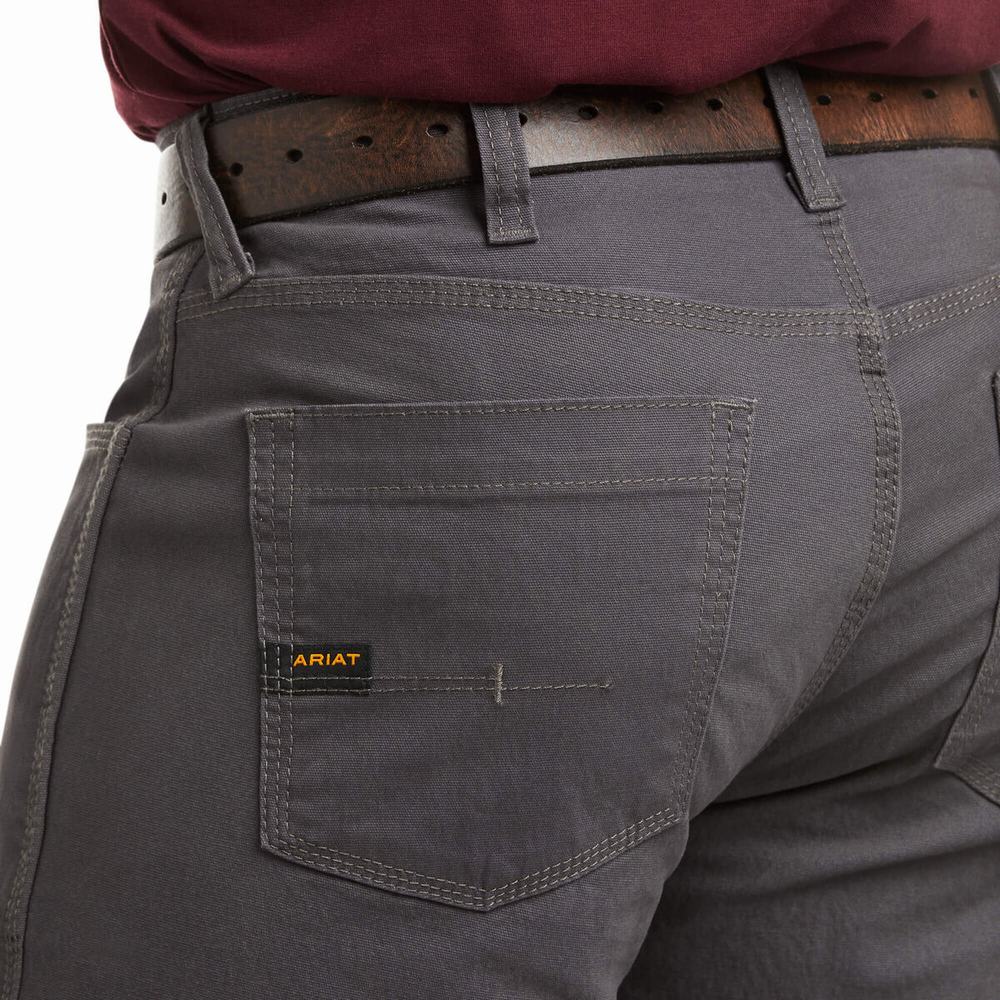 Grey Ariat Rebar M4 Low Rise DuraStretch Made Tough Men's Pants | JZNF08619