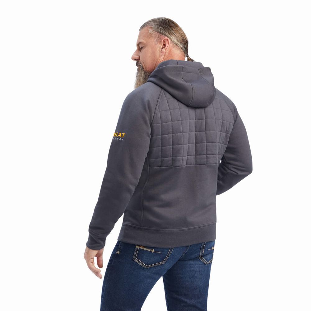 Grey Ariat Rebar Regulator Full Zip Men's Hoodies | FJZW04861