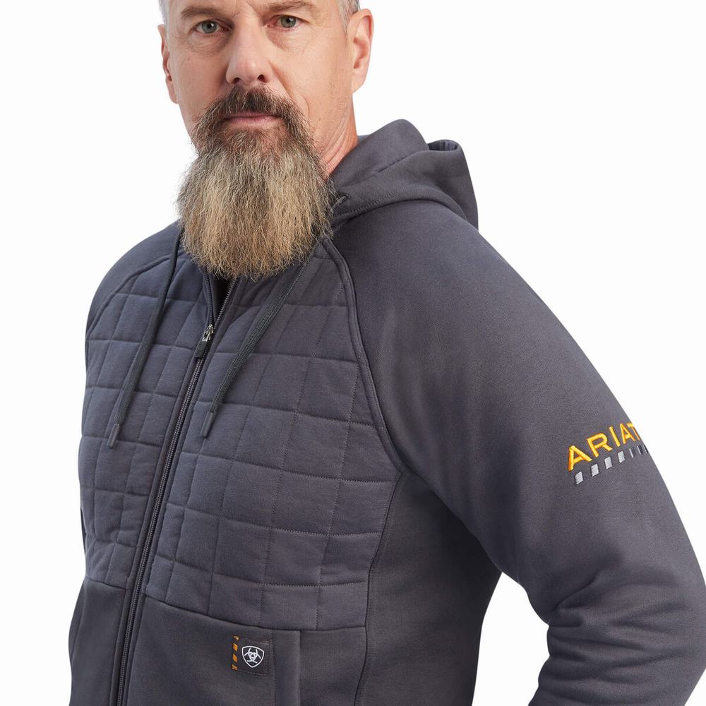 Grey Ariat Rebar Regulator Full Zip Men's Hoodies | FJZW04861