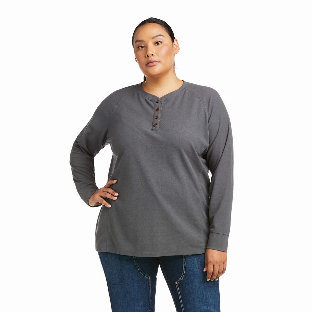 Grey Ariat Rebar Thermal Women's Shirts | CVEH08492