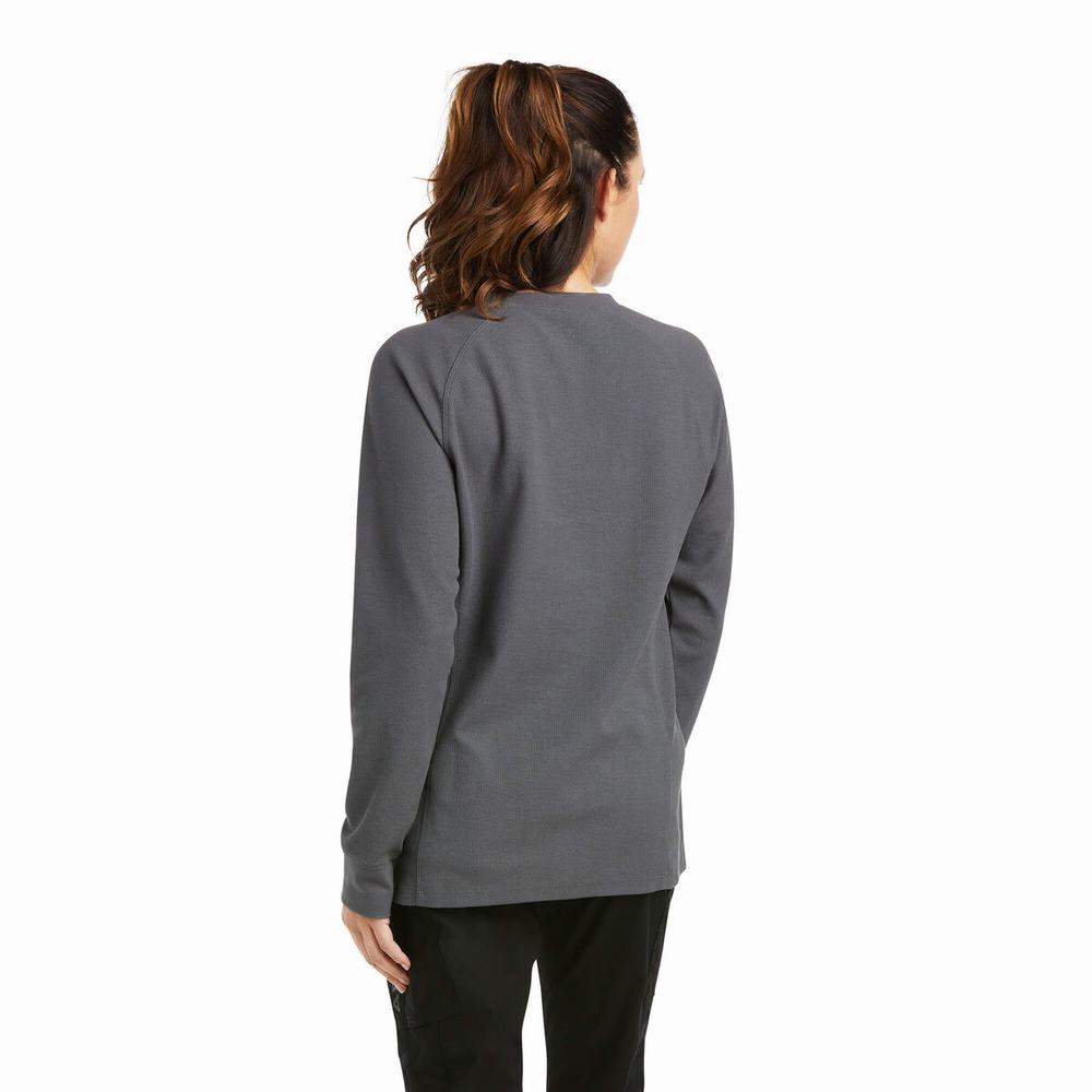 Grey Ariat Rebar Thermal Women's Shirts | CVEH08492