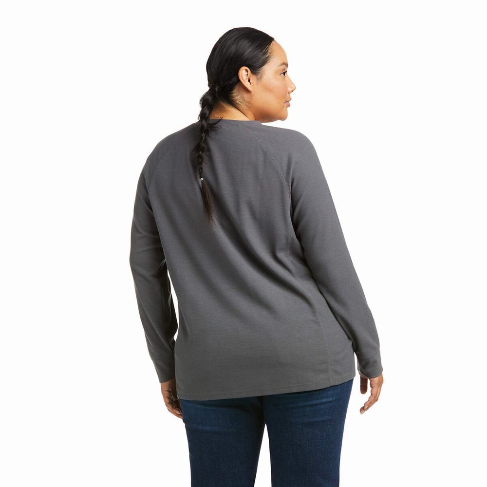 Grey Ariat Rebar Thermal Women's Shirts | CVEH08492