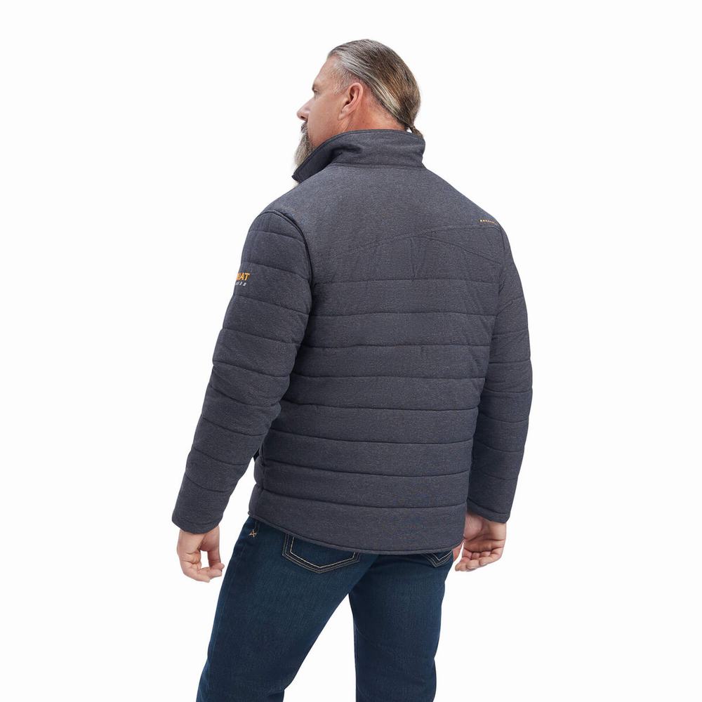 Grey Ariat Rebar Valiant Stretch Canvas Water Resistant Insulated Men's Jackets | VFLE62495