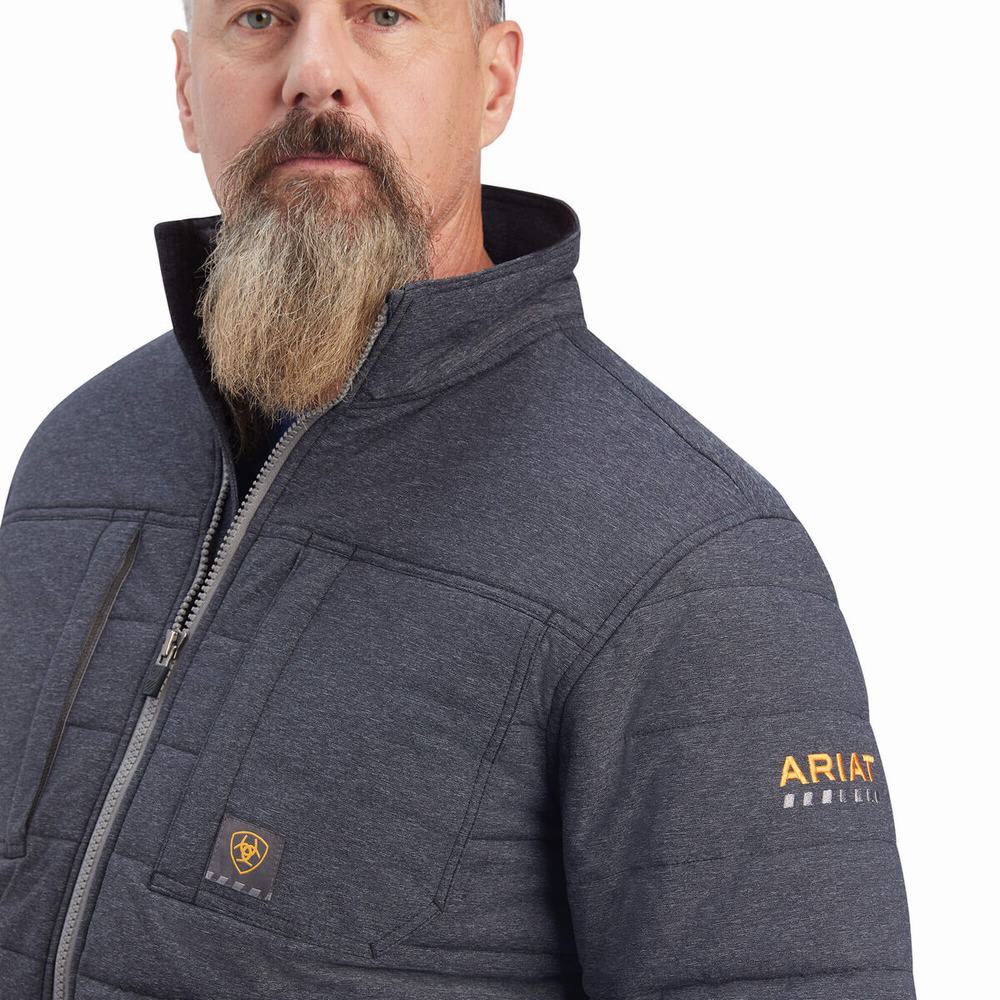 Grey Ariat Rebar Valiant Stretch Canvas Water Resistant Insulated Men's Jackets | VFLE62495