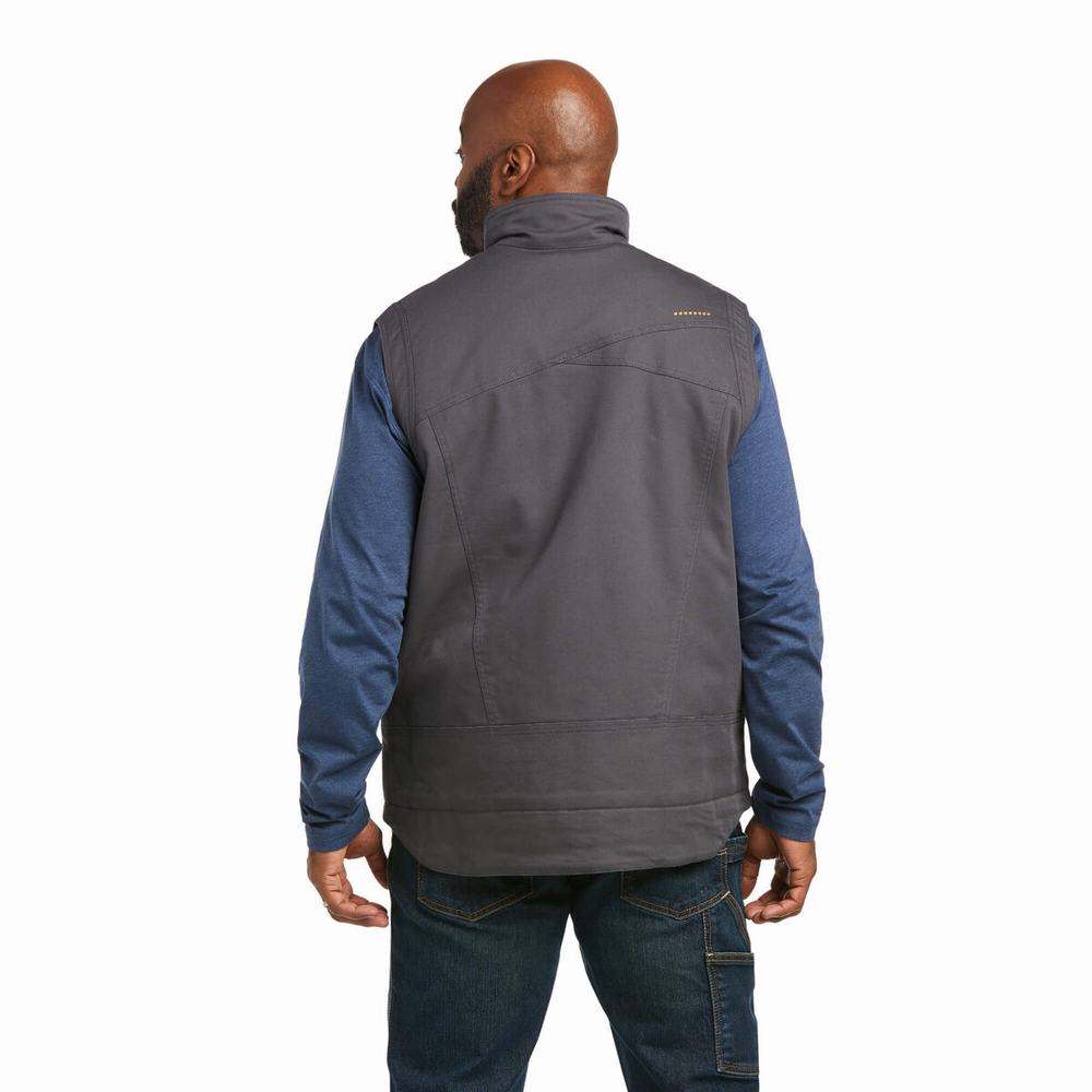 Grey Ariat Rebar Washed DuraCanvas Insulated Men's Jackets | GPUR03528